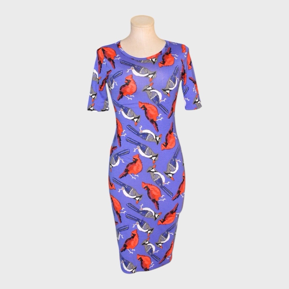 LuLaRoe Cardinal Bird Print Bodycon Dress
